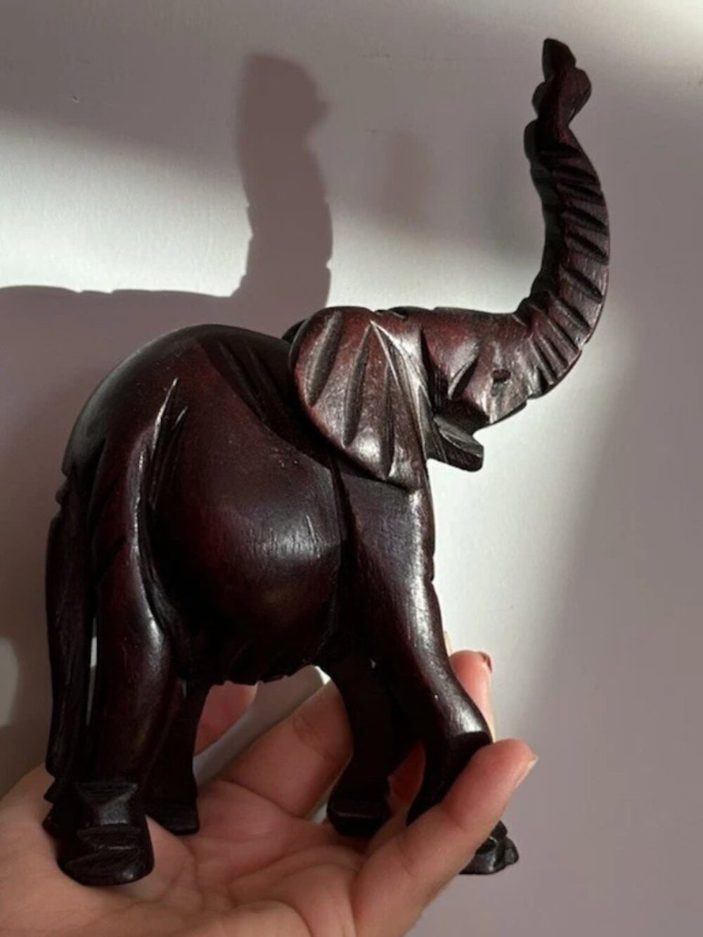 Small Brown Wooden Elephant Statue, Decor, Unused, Mint Condition